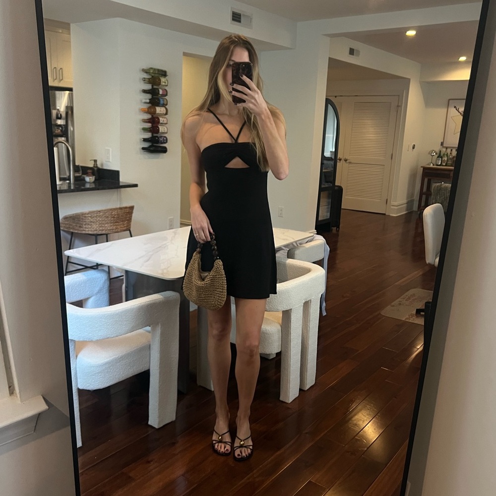 Divided Black Strappy Crossover Front Cut Out Mini Dress